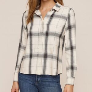 NWT Heartloom Luka Plaid Lace-Up Back Shirt Size XS